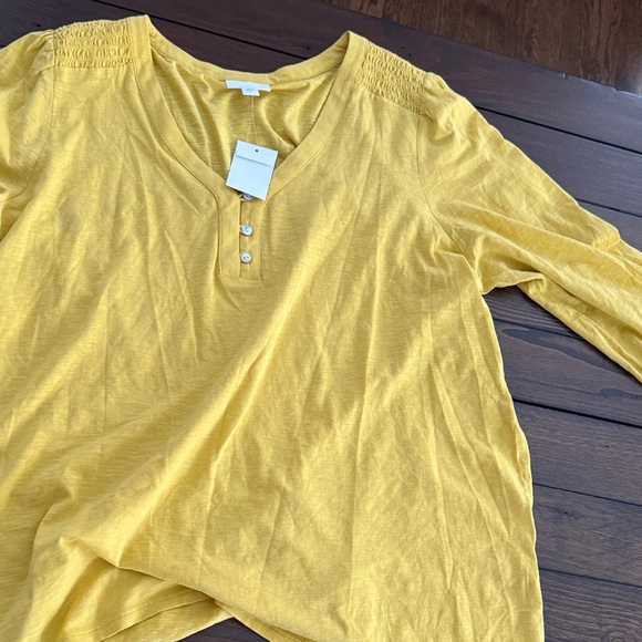 J. Jill Mustard Yellow Long Sleeve Top NWT Women’s size-L - Picture 5 of 10